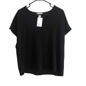 H&M Black V-Neck Short Sleeve Blouse